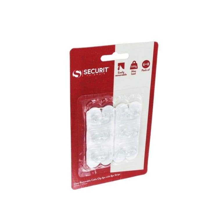 Removable Wire Clips Securit Removable Cable Clips - 22 x 28mm Pack 6