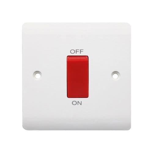 Securlec 1 Gang Double Pole Cooker Switch - Round Edge