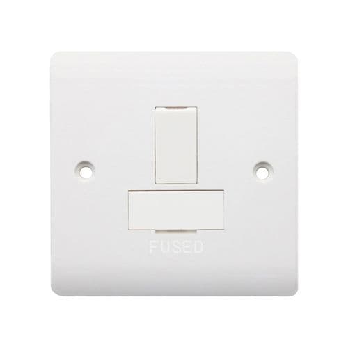 Securlec 1 Gang Switched Fused Spur Double Pole - Round Edge