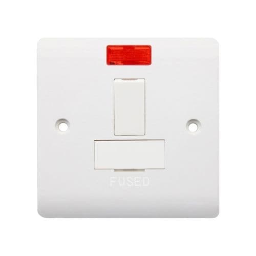 Securlec 1 Gang Switched Fused Spur With Neon - Round Edge