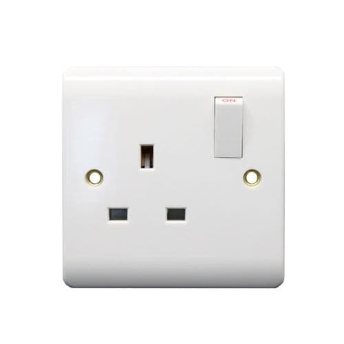 Securlec 1 Gang Switched Socket Double Pole - Round Edge