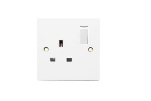 Securlec 1 Gang Switched Socket Double Pole - Square Edge