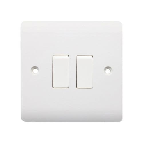 Securlec 2 Gang 2 Way Light Switch - Round Edge