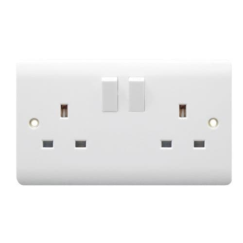 Securlec 2 Gang Switched Socket Double Pole - Round Edge