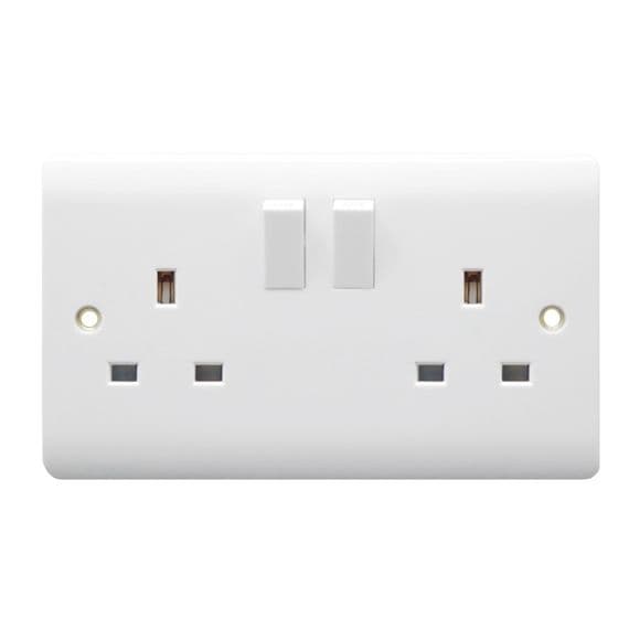 Securlec 2 Gang Switched Socket Double Pole - Round Edge
