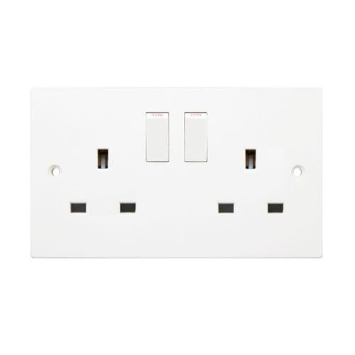 Securlec 2 Gang Switched Socket Double Pole - Square Edge