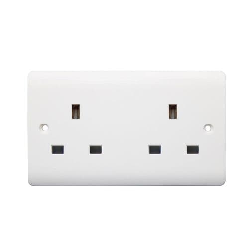 Securlec 2 Gang Unswitched Socket - Round Edge