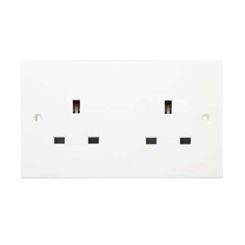 Securlec 2 Gang Unswitched Socket - Square Edge