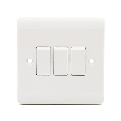 Securlec 3 Gang 2 Way Light Switch - Round Edge