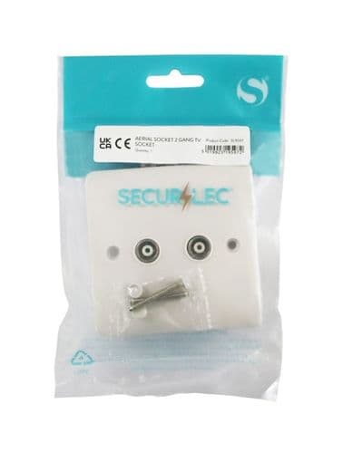 Securlec Aerial Socket 2 Gang TV Socket - Round Edge