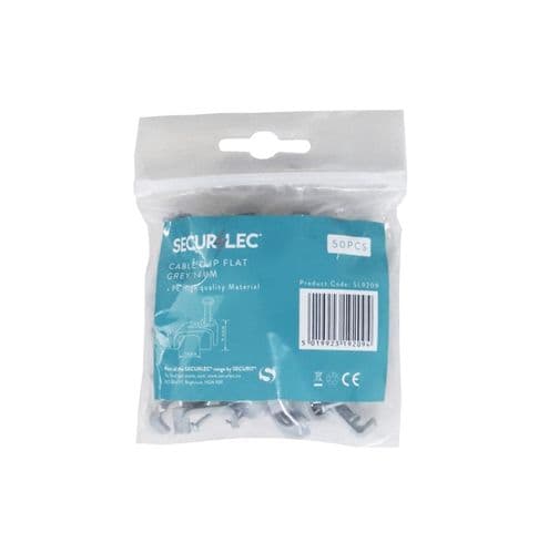 Securlec Cable Clip Flat Grey - 14mm 50 Piece