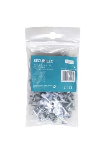 Securlec Cable Clips Flat Grey - 2.5mm 100 Piece