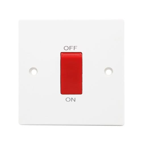 Securlec Square 1 Gang Cooker Switch Double Pole - Square Edge