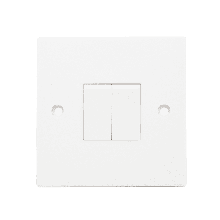 Securlec Square 2 Gang 2 Way Light Switch - Square Edge