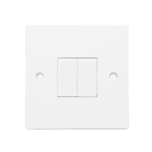 Securlec Square 2 Gang 2 Way Light Switch - Square Edge