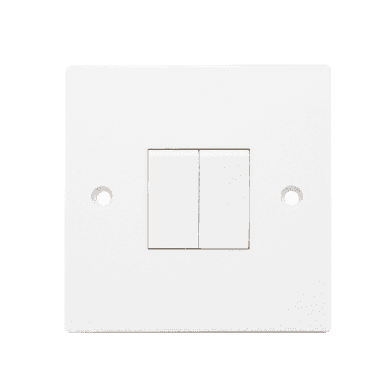 Securlec Square 2 Gang 2 Way Light Switch - Square Edge