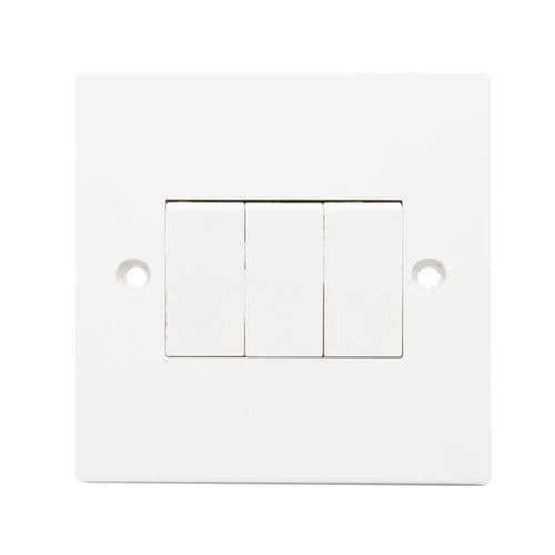 Securlec Square 3 Gang 2 Way Light Switch - Square Edge