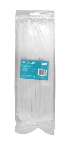 Securlec White Cable Ties - 4.5mm x 300mm Pack 100