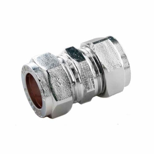 Securplumb Comp Chrome Straight Connector - 15mm