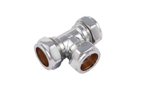 Securplumb Compression Equal Tee Chrome Plated - 15mm