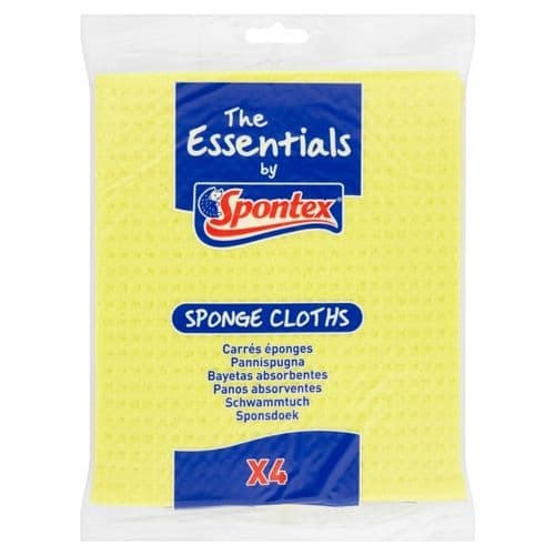 Spontex Essentials Sponge Cloths - Pack 4