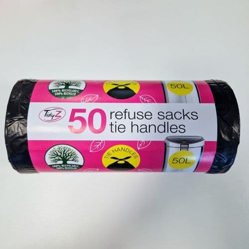 Tidyz Refuse Sacks With Tie Handles - Pack 50