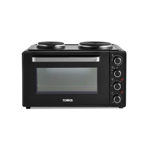 Tower Black Mini Oven With Hot Plates - 42L