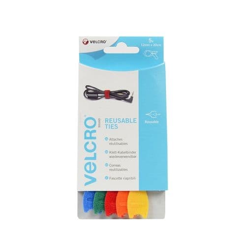 VELCRO® Brand Adjustable Ties Pack 5 - 12mm x 20cm