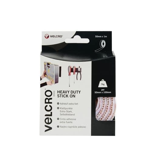 VELCRO® Brand Heavy Duty Stick On Tape - 50mm x 1m White