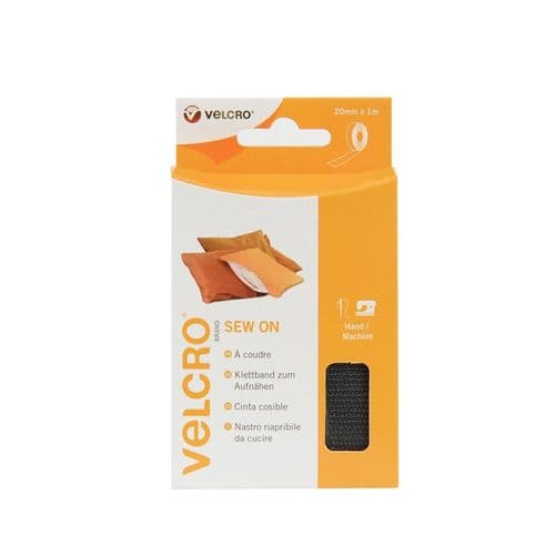 VELCRO® Brand Sew on Tape - 20mm  x 1m Black
