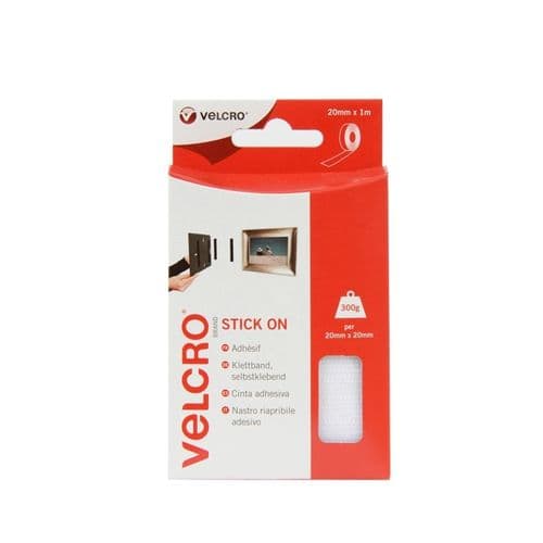 VELCRO® Brand Stick On Tape - 20mm x 1m White