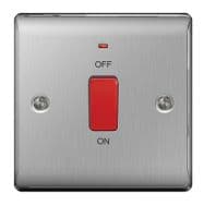 BG Neon Single Switch 45a Double Pole - Brushed Steel