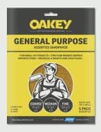 Oakey General Purpose Sandpaper 5 Pack - Assorted - (1 x C, 2 x M, 2 x F) 280 x 230mm