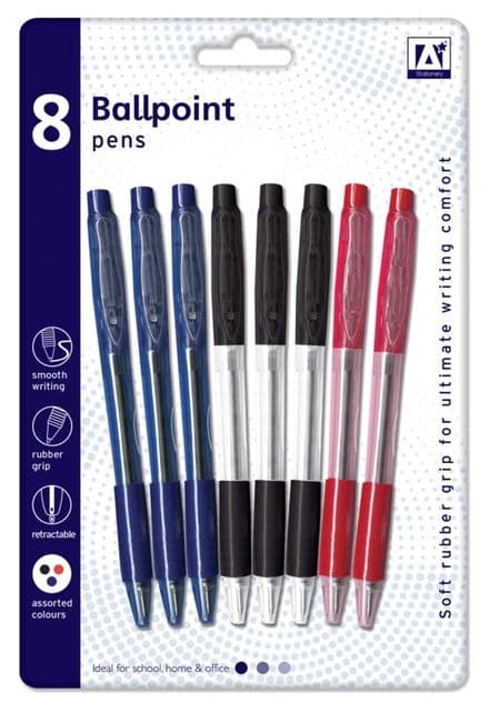 A Star Ballpoint Pens With Grips - Pack 8