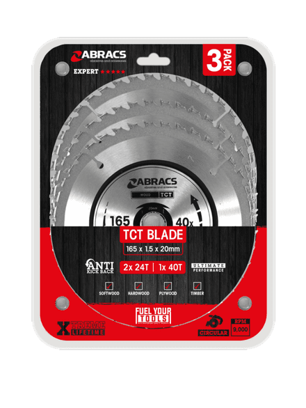 Abracs Circular Saw Blade - 165mm x 20mm Pack 3 240v