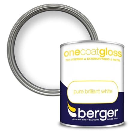Berger One Coat Gloss 750ml - Pure Brilliant White