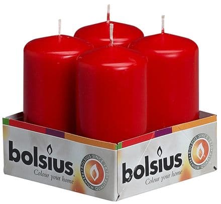 Bolsius Pillar Candles Tray 4 - Red 100/48mm