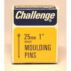 Challenge Moulding Pins (Veneer Pins) - Bright Steel (Box Pack) - 25mm