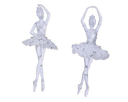 Deco Ballerina With Hanger - Clear Silver