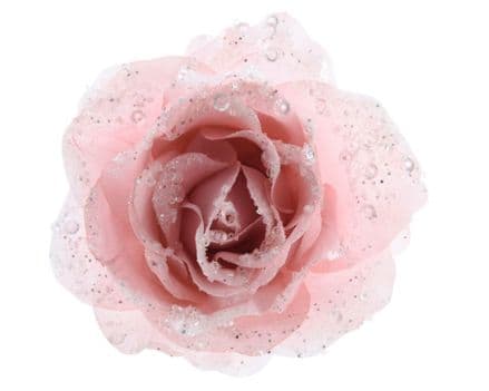 Deco Clip On Rose With Glitter - 14 x 8.5 Blush Pink