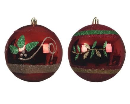 Deco Shatterproof Baubles - 10cm Christmas Red