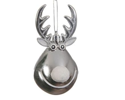 Deco Shatterproof Reindeer With Hanger - 11.5cm Silver