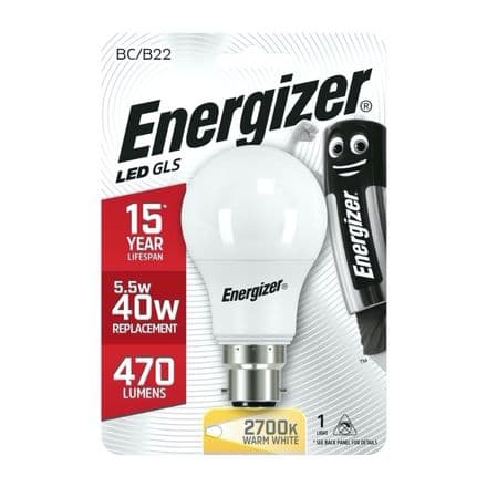 Energizer B22 Warm White Blister Pack Gls - 5.5w  470lm