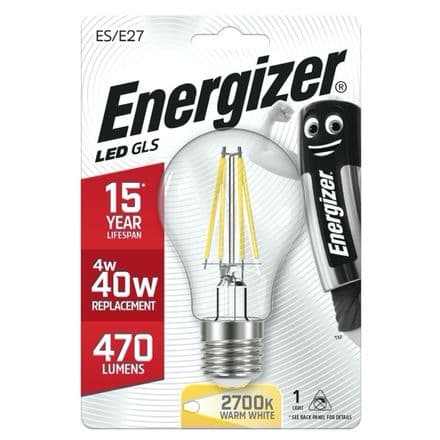 Energizer Filament LED GLS E27 Warm White ES - 4w 470lm
