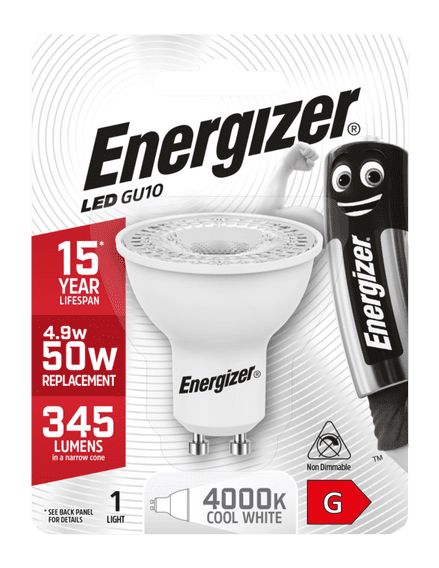 Energizer GU10 Cool White Blister Pack - 4.2w 345lm