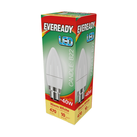 Eveready LED Candle 6W - 470lm Warm White 3000k B22
