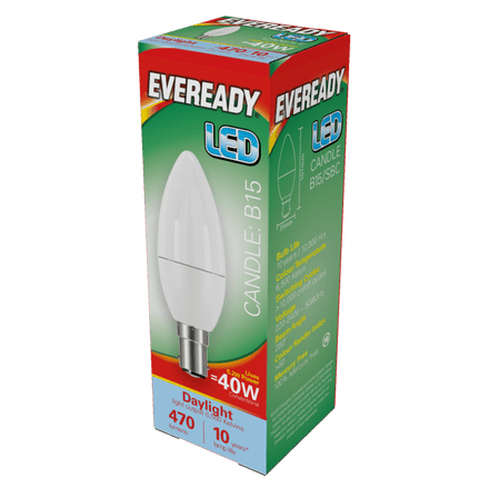 Eveready LED Candle 6W - 480lm Daylight 6500k B15