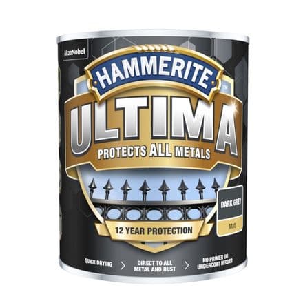 Hammerite Ultima Matt All Metal Paint - 750ml Dark Grey
