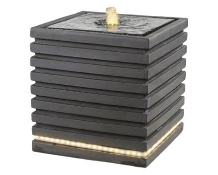 Kaemingk Fountain Squared With Ribs - Anthracite with Warm White LEDs