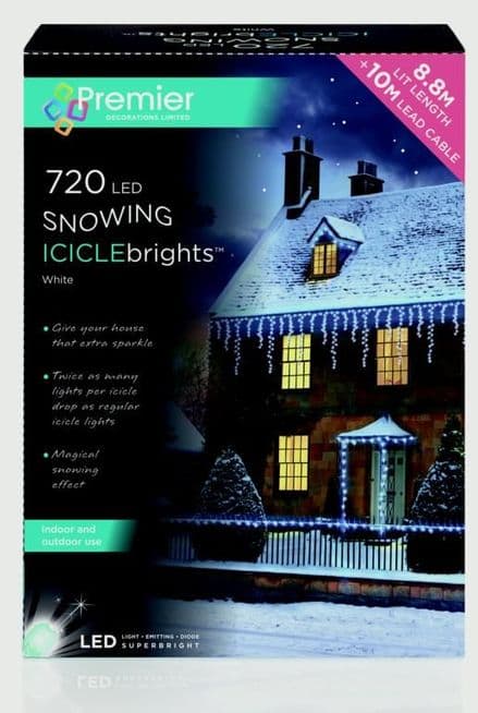 Premier 720 White Snowing Led Iciclebrights - 720blb